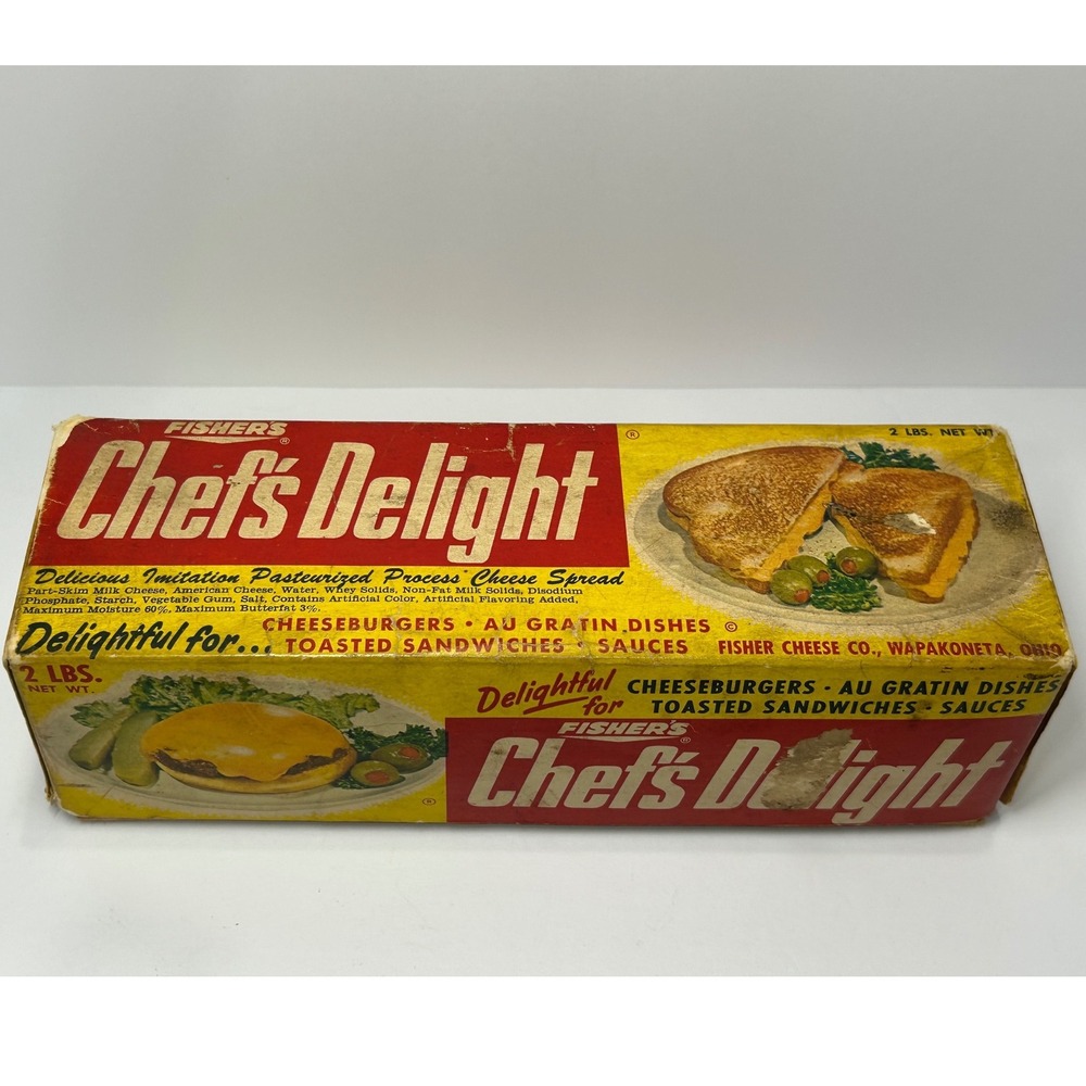 Vintage Fisher's Chef's Delight‎ 2lb Cheese Box 1967 Nylon Offer Wapakoneta Ohio